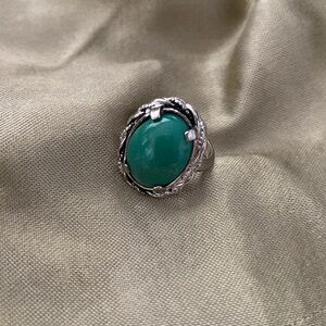 STERLING SILVER TURQUOISE OVAL RING size 7 EUC